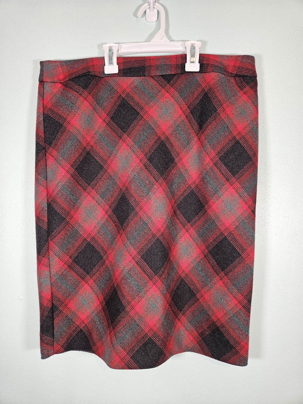 The Limited Red and Gray Plaid Midi Skirt